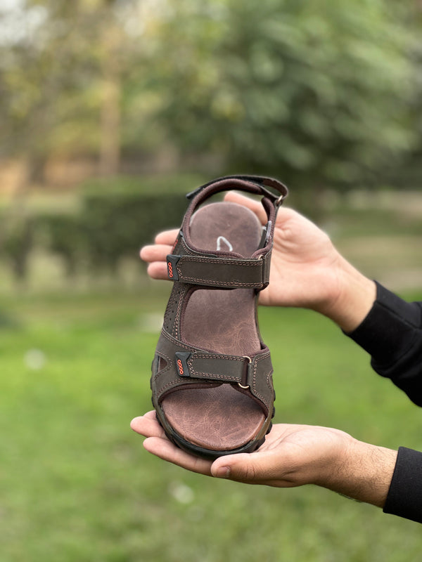 ARISTO LEATHER SANDALS - BROWN
