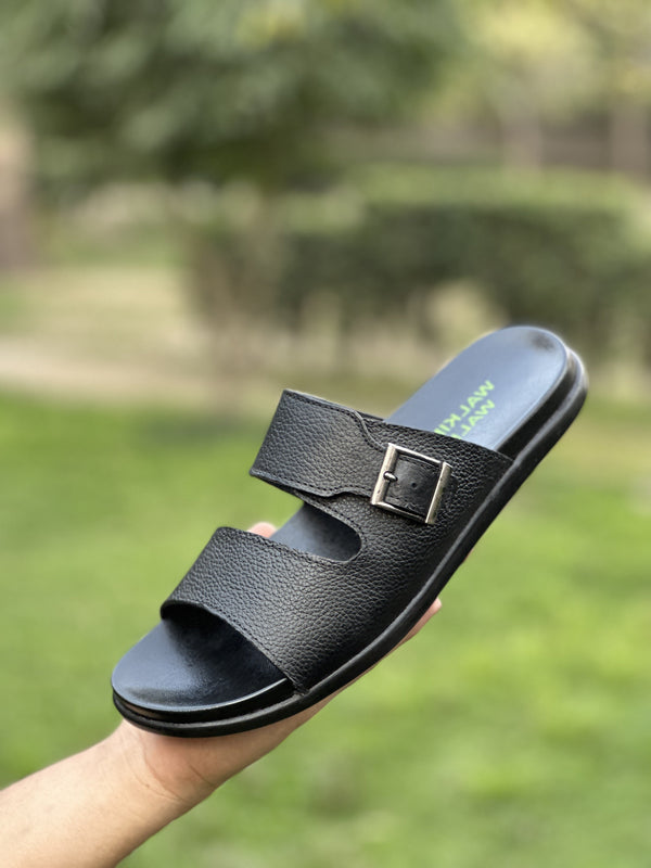 FLEX GRIP LEATHER SLIPPER - BLACK