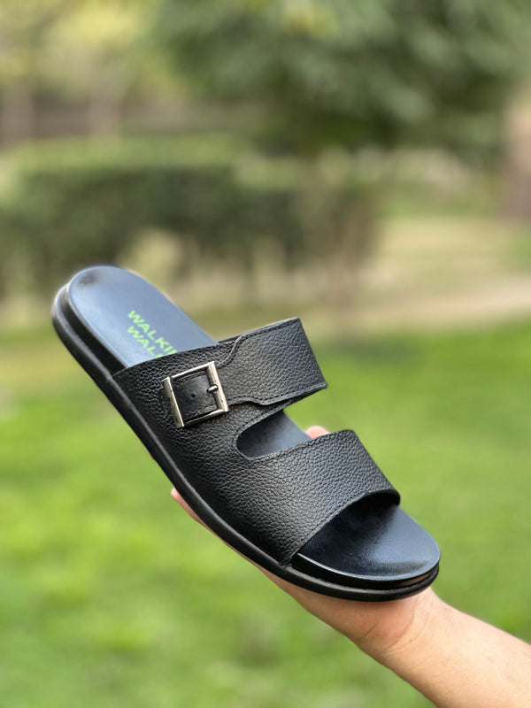 FLEX GRIP LEATHER SLIPPER - BLACK