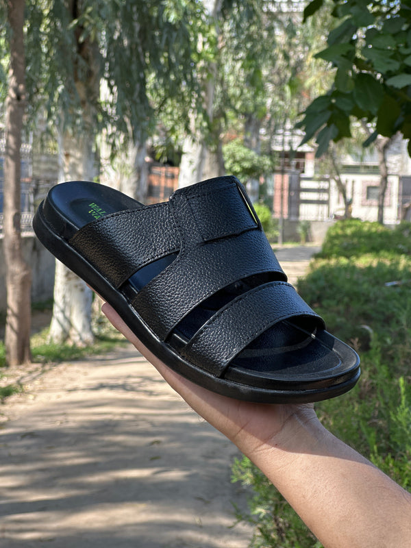 VERDE LEATHERS SLIPPERS - BLACK