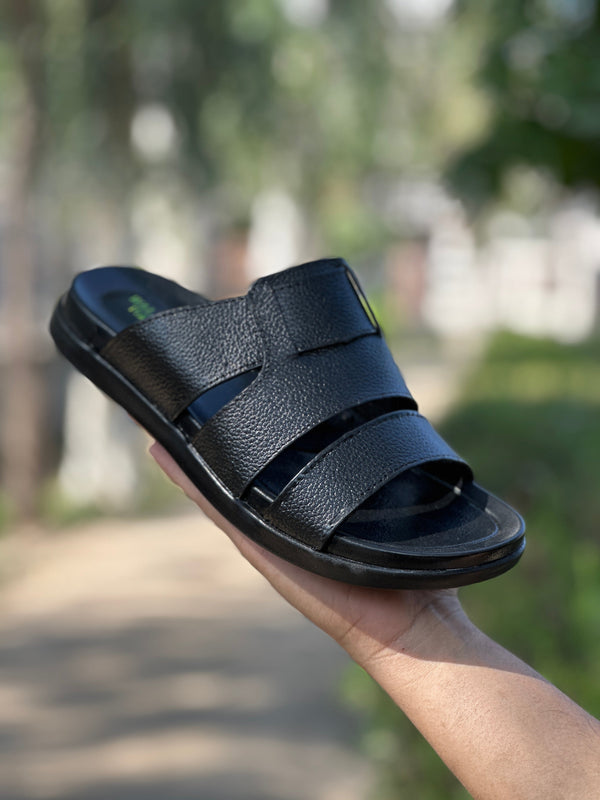 VERDE LEATHERS SLIPPERS - BLACK